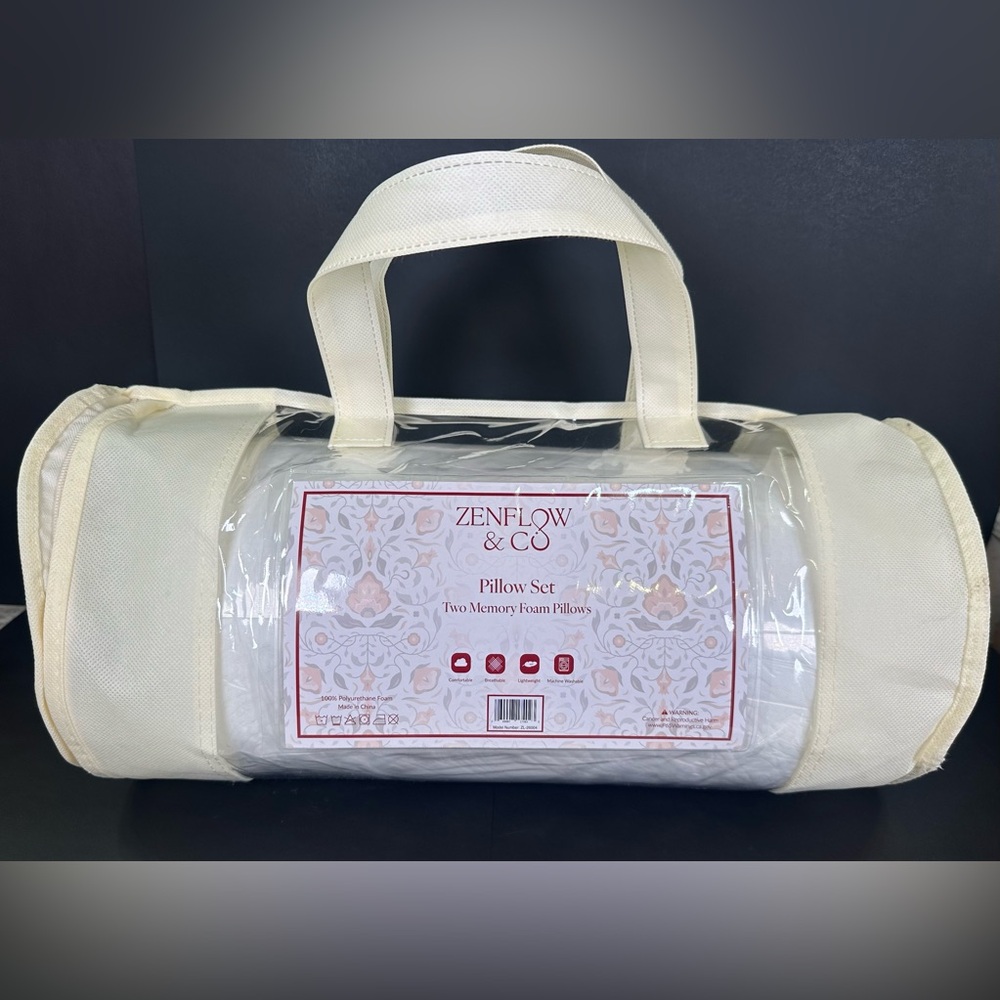 NEW - ZENFLOW &‎ Company Two Memory Foam Pillows